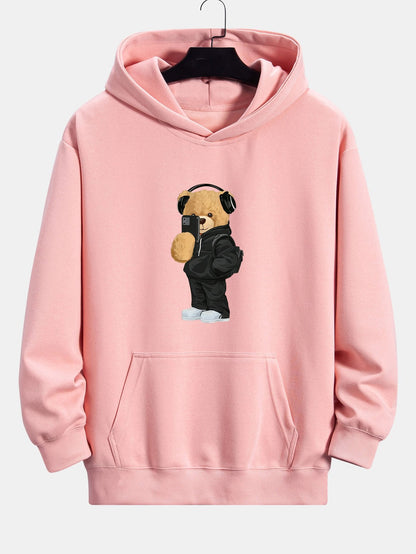 Fashion Bear Taking Photo Print Relax Fit Hoodie