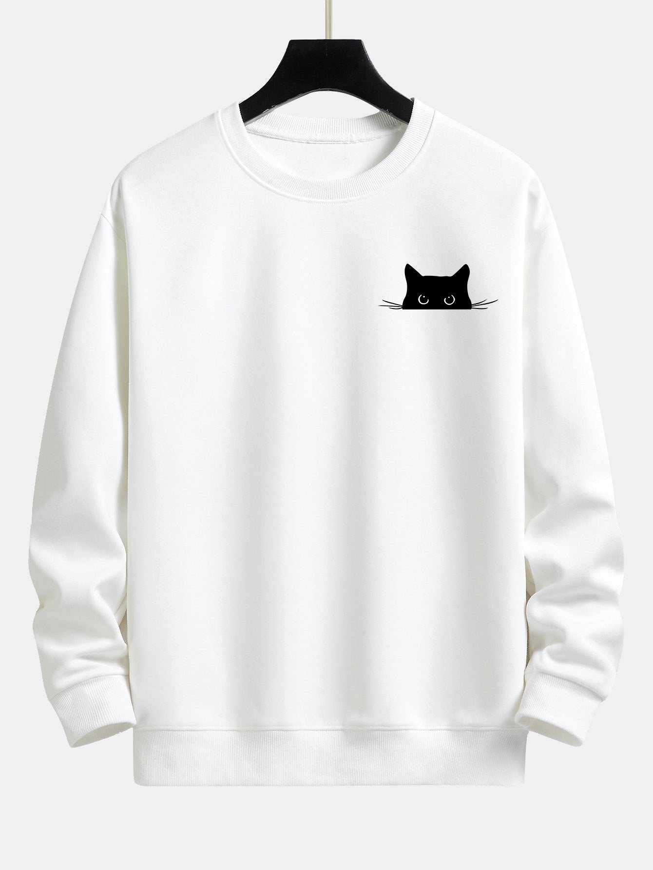 Black Cat Print Relax Fit Sweatshirt