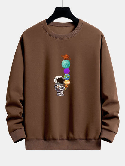 Planet Astronaut Print Relax Fit Sweatshirt