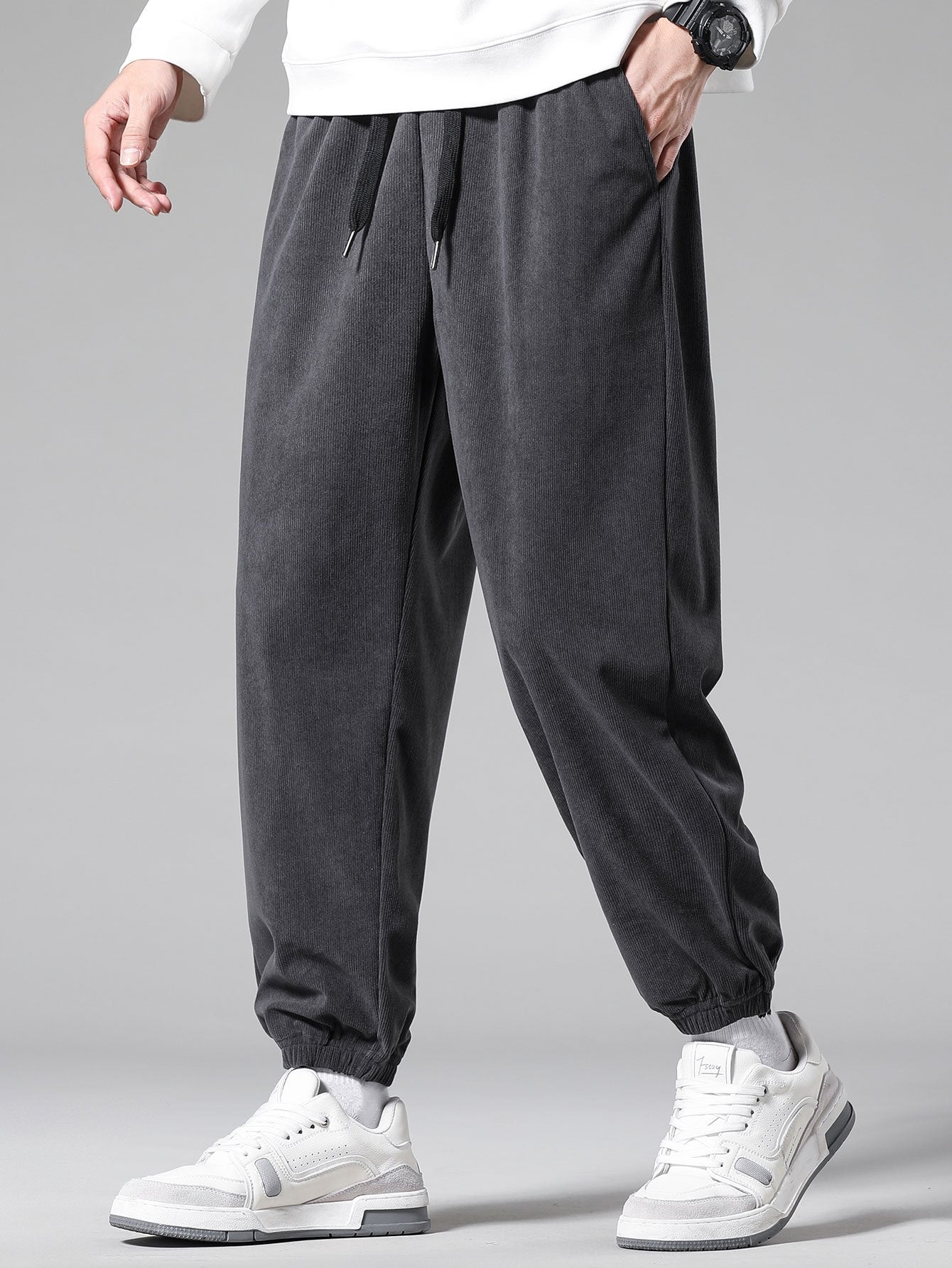 Corduroy Drawstring Jogging Pants