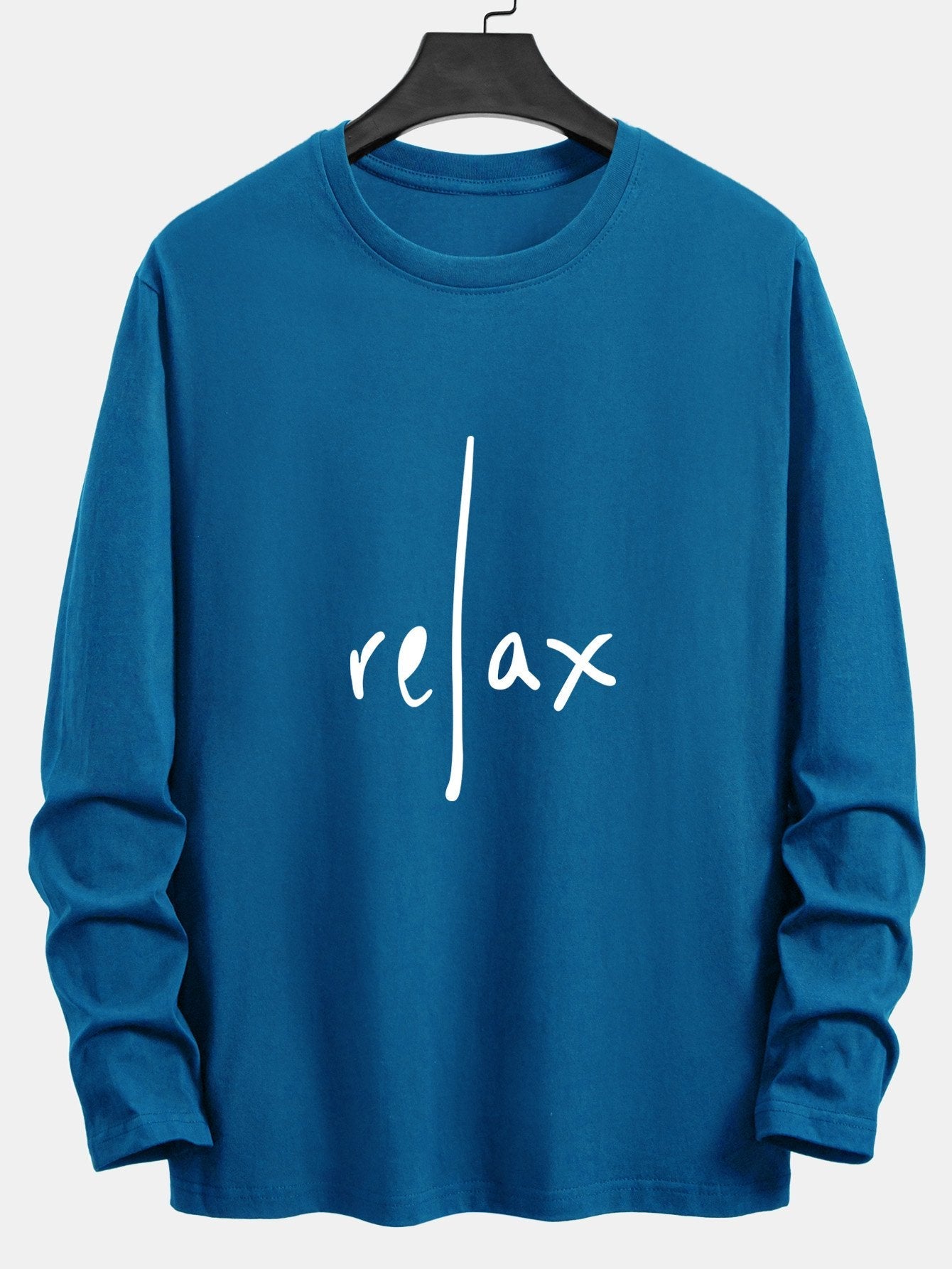 Long Sleeve Relax Slogan Print Cotton T-Shirt