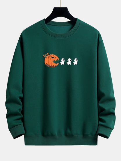 Pumpkin Chasing Ghosts Print Relax Fit Sweatshirt