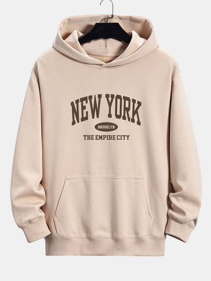 New York Slogan Print Relax Fit Hoodie