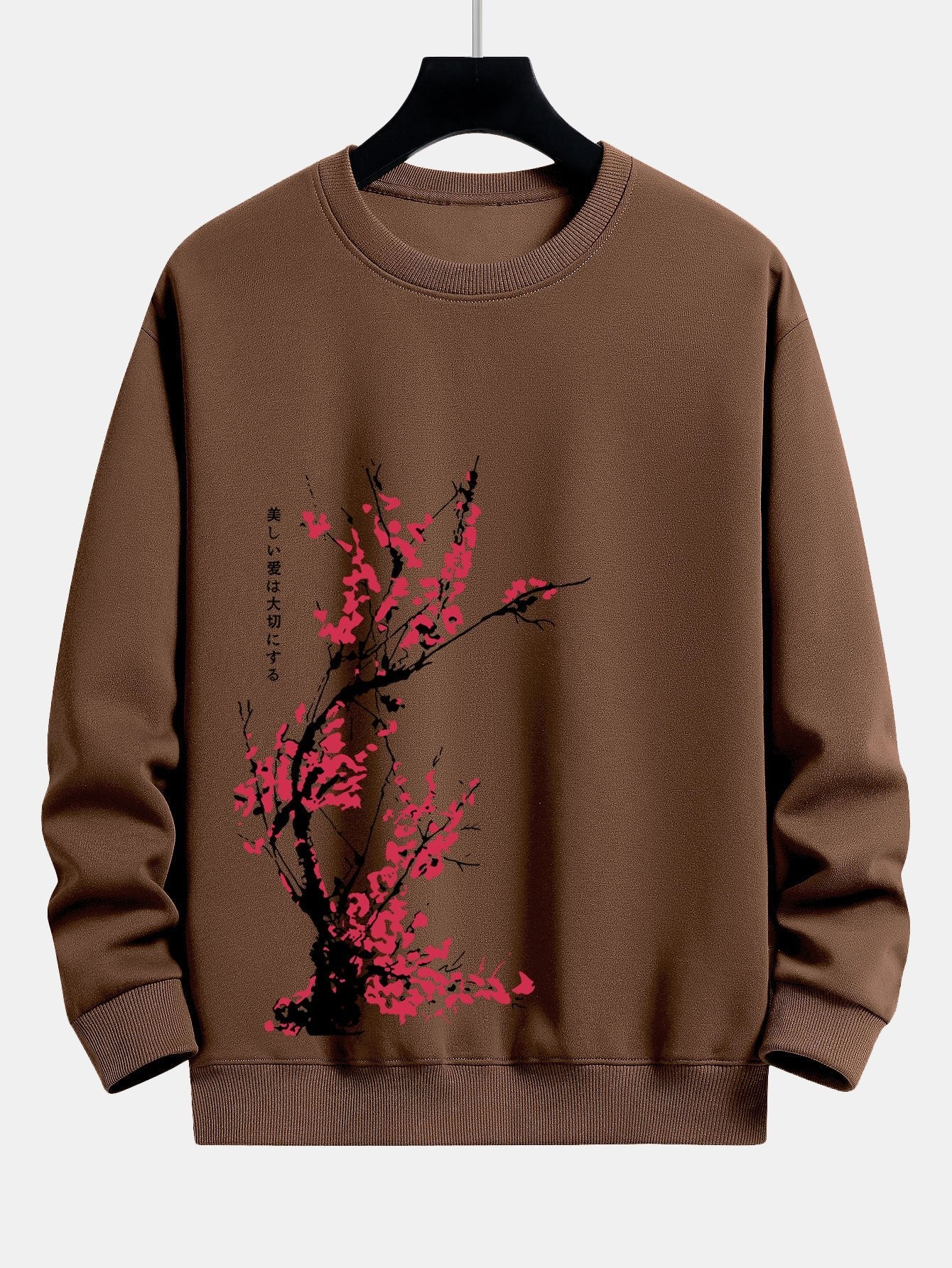 Plum Blossom Slogan Print Relax Fit Sweatshirt