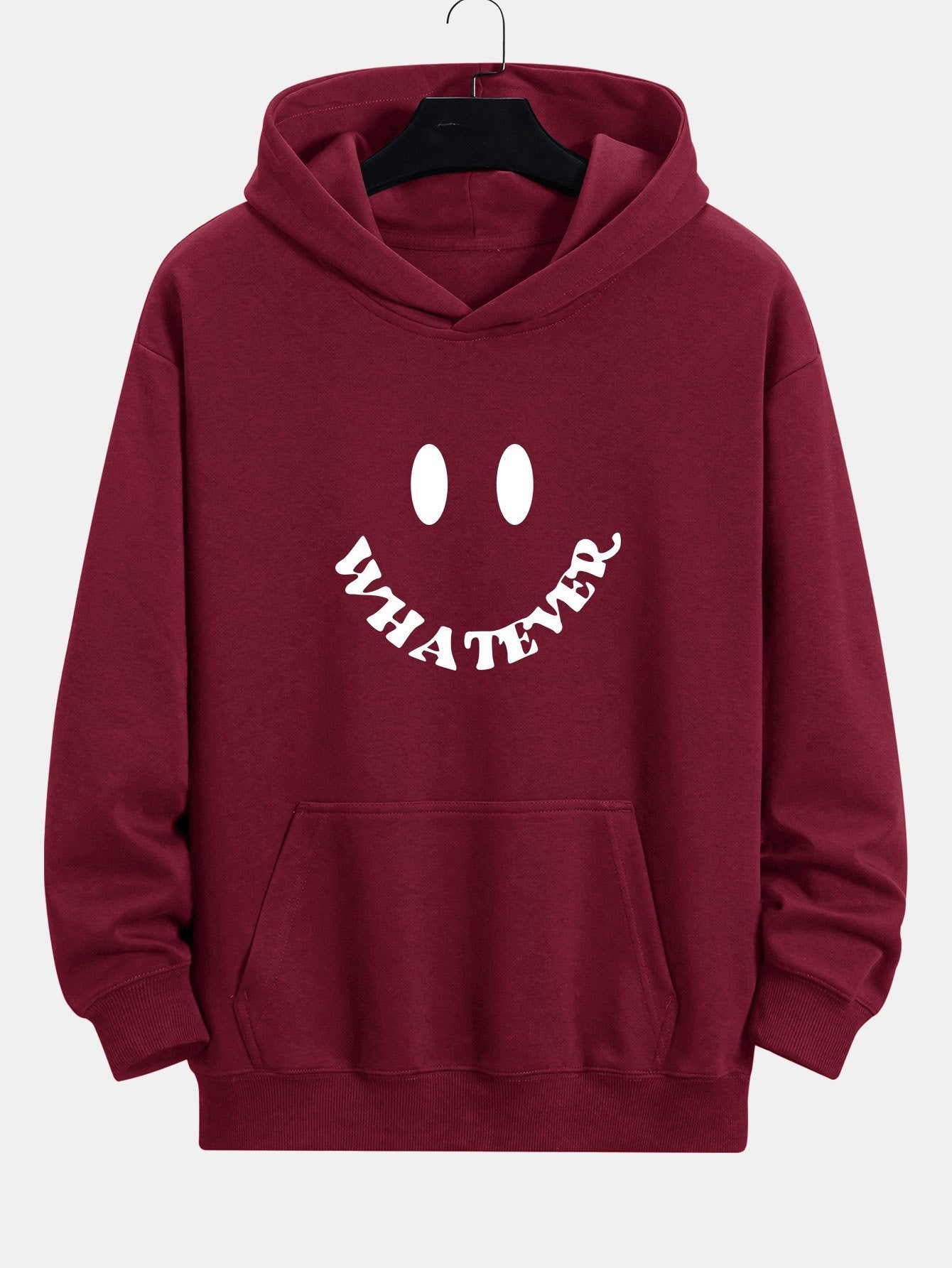 Smiley Face Slogan Print Relax Fit Hoodie