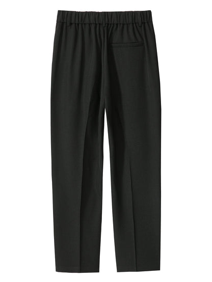 Relax Fit Elastic Waist Straight Leg Trousers