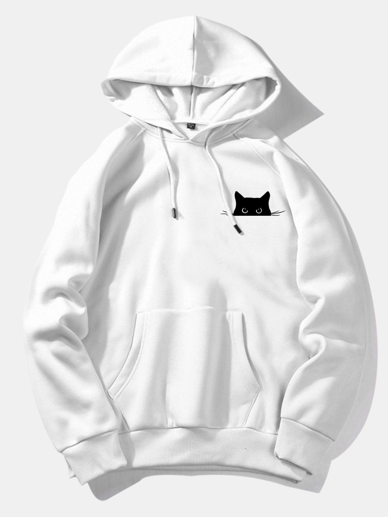 Black Cat Print Hoodie