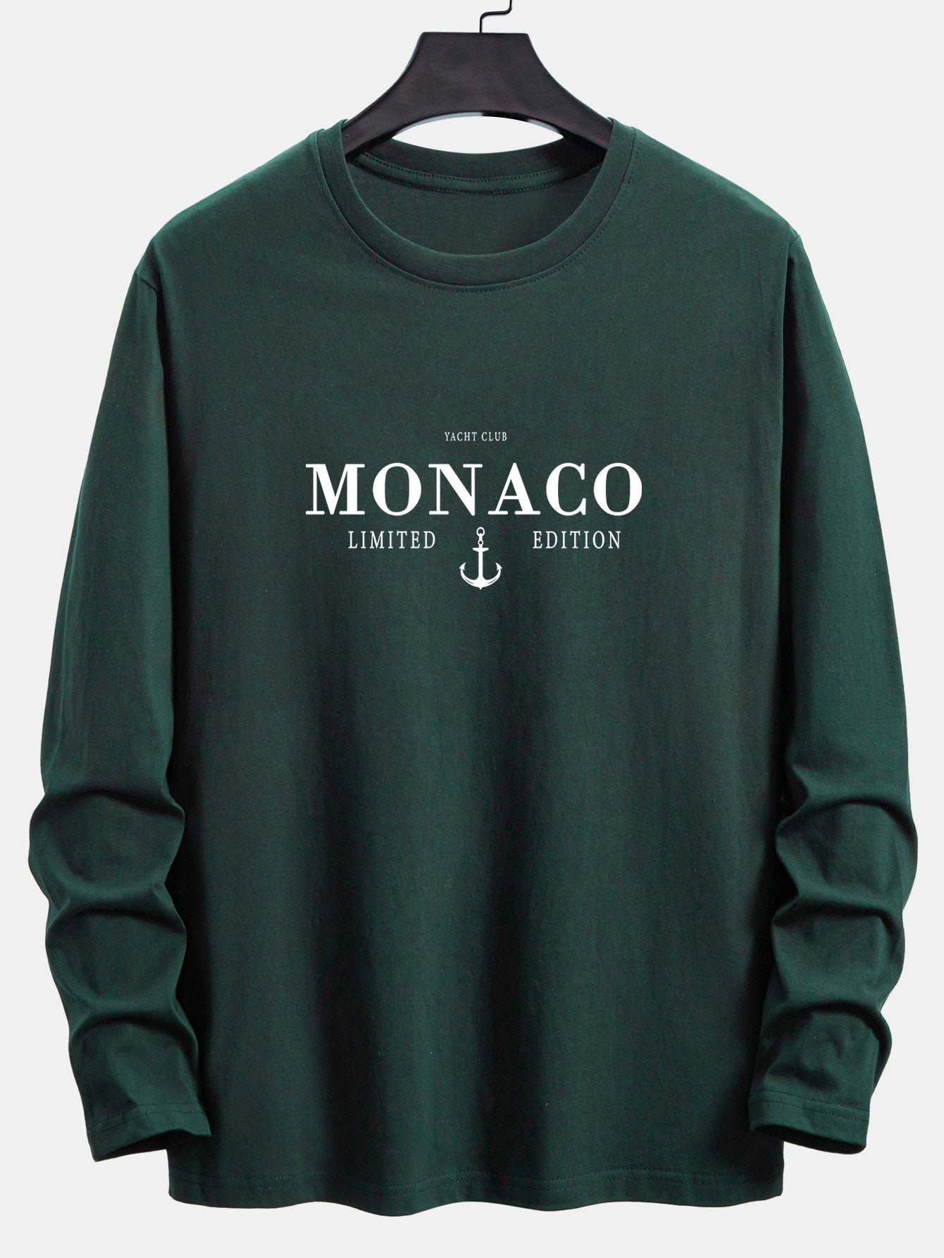 Long Sleeve Monaco Slogan Print Cotton T-Shirt