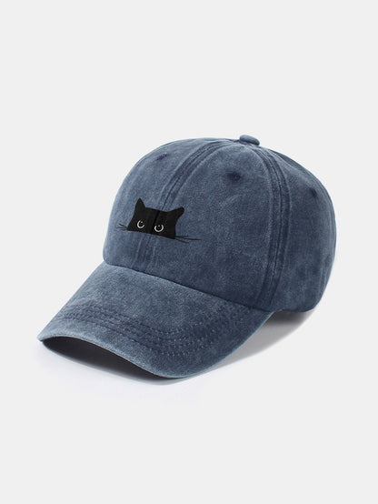 Cat Pattern Casual Washed Cotton Baseball Cap