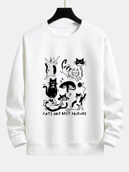 Funny Cat Print Relax Fit Sweatshirt