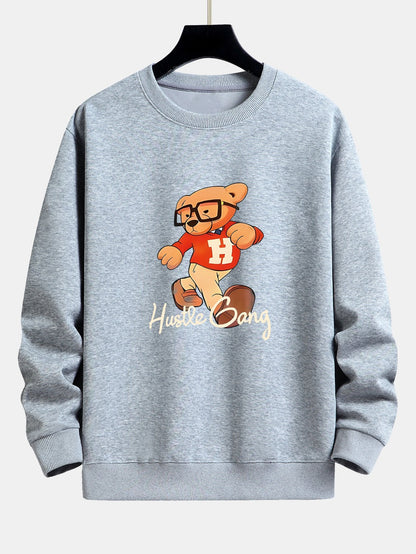 Bear With Glasses Print Relax Fit Sweatshirt