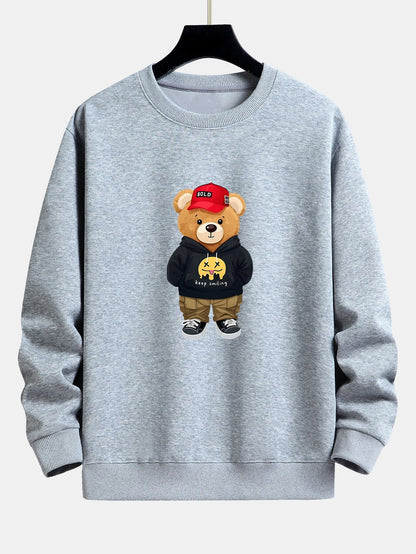 Streetwear  Bear Print Relax Fit Sweatshirt