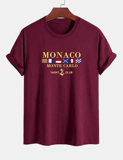 Regular Fit Monaco Slogan Print Cotton T-Shirt