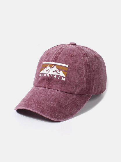 Mountains Pattern Classic Retro Washed Distressed Cotton Baseball Cap