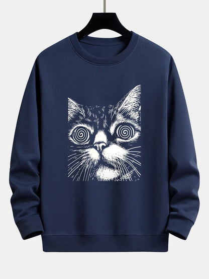 Sketch Cat Print Relax Fit Sweatshirt