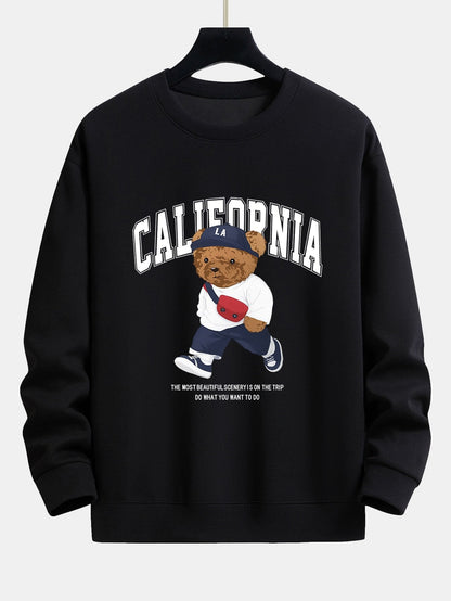 California Fashion Bear Print Relax Fit Sweatshirt