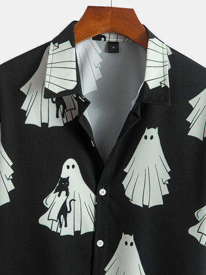 Ghost Black Cat Button Up Shirt