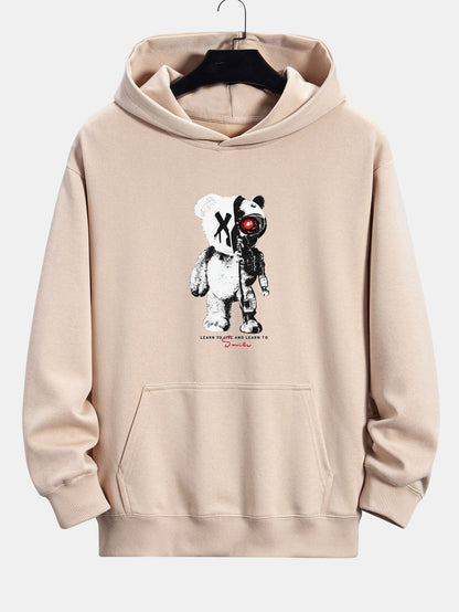 Robot Bear Print Relax Fit Hoodie