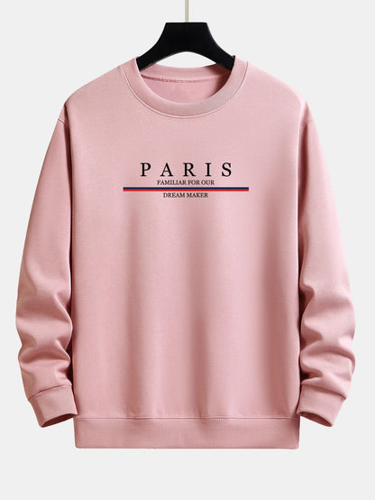 Stripe Paris Slogan Print Relax Fit Sweatshirt