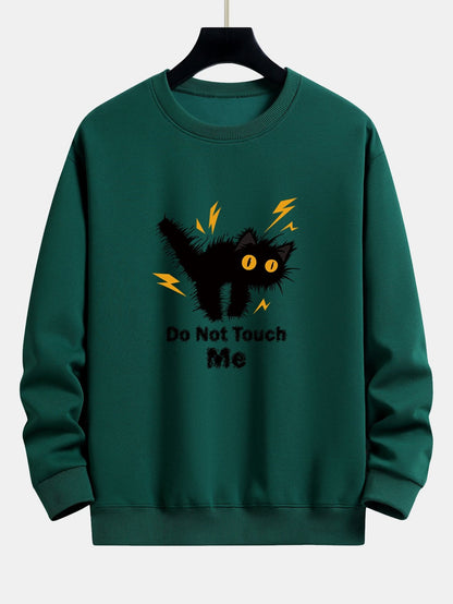 Angry Cat Print Relax Fit Sweatshirt