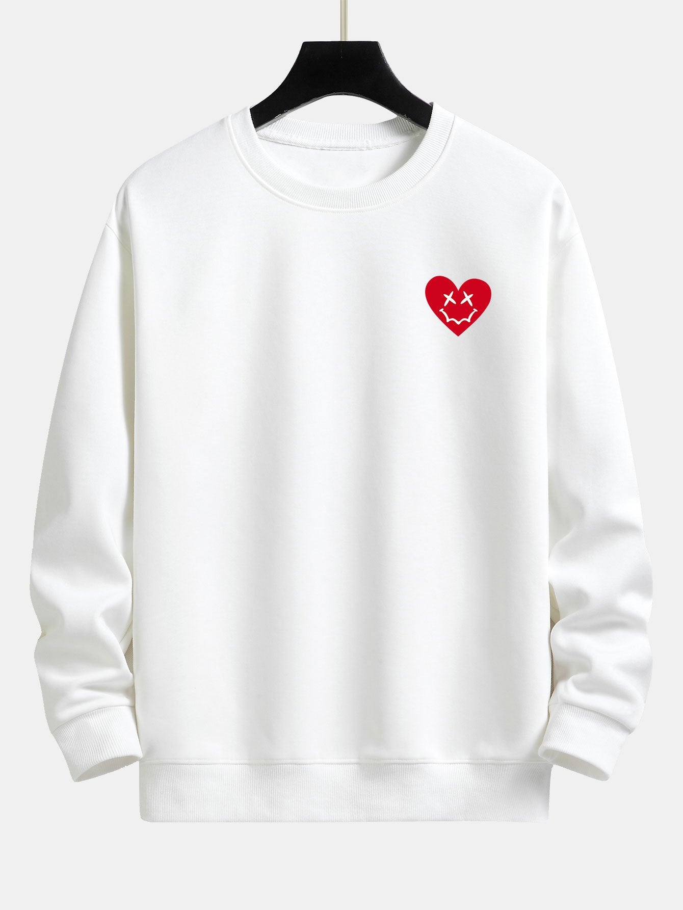 Heart Shaped Smiley Face Print Relax Fit Sweatshirt