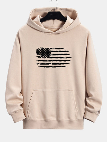 American Flag Print Relax Fit Hoodie