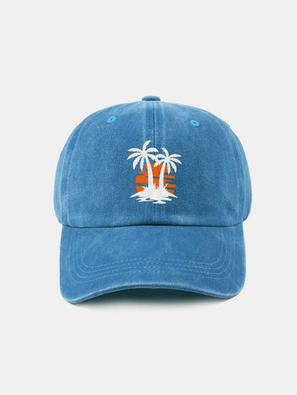 Coconut tree sunset pattern classic retro washed cotton casual baseball cap