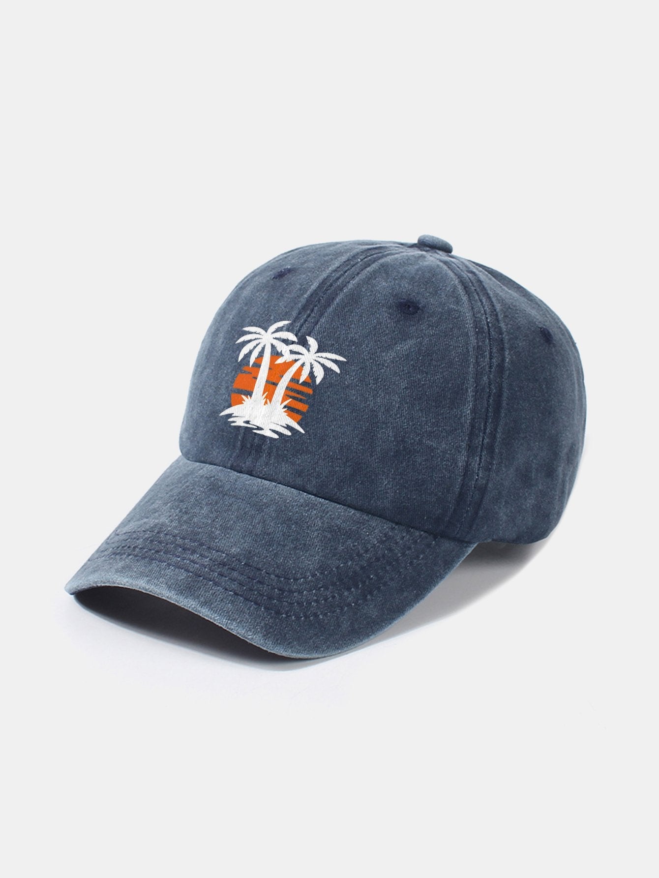 Coconut tree sunset pattern classic retro washed cotton casual baseball cap