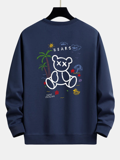 Bear On Vacation Print Relax Fit Sweatshirt