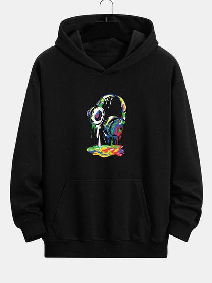 Dissolving Headphones Print Relax Fit Hoodie