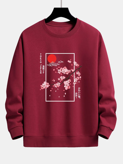 Cherry Blossom Slogan Print Relax Fit Sweatshirt