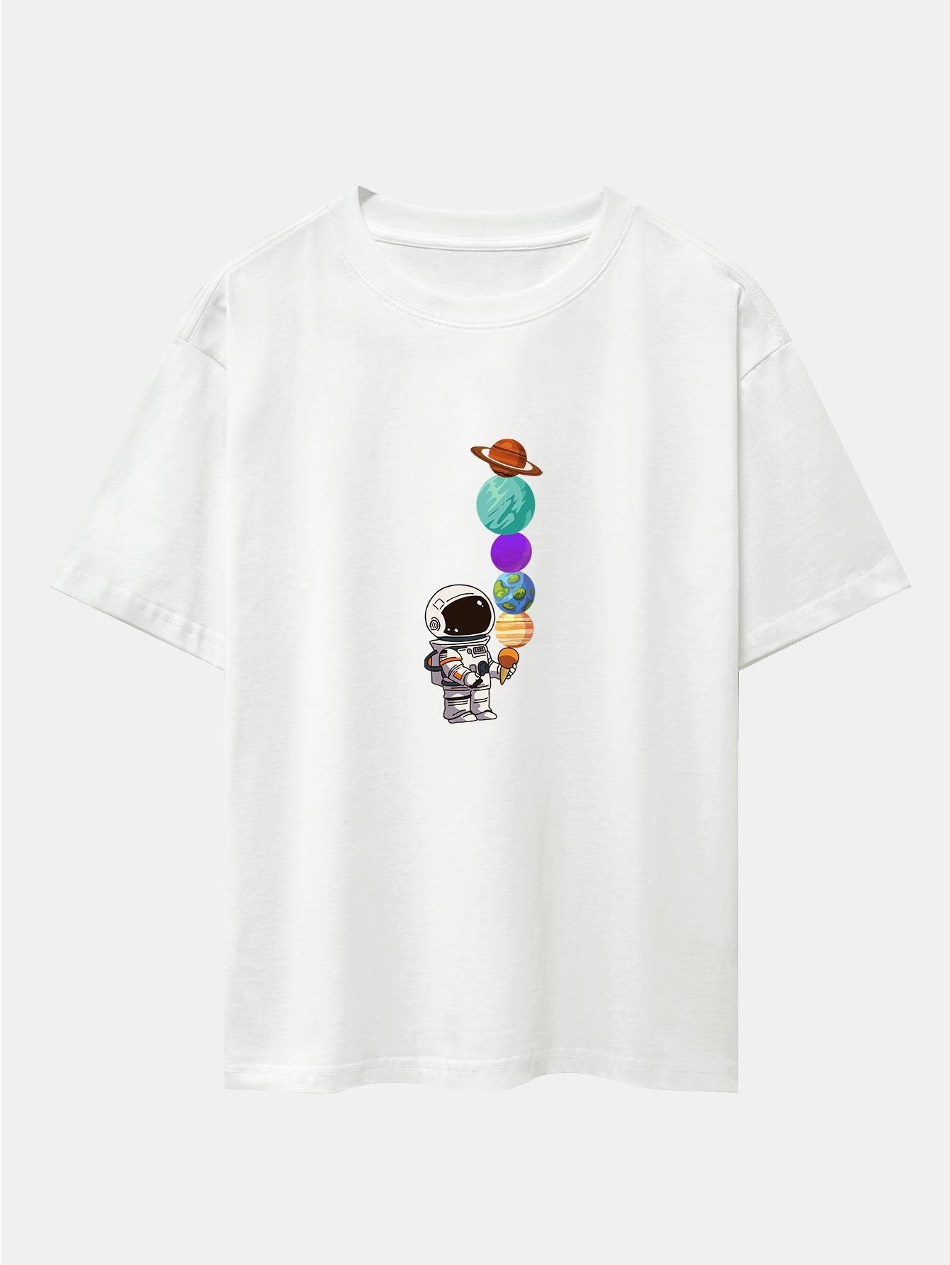 Planet Astronaut Print Drop Shoulder Oversize T-Shirt