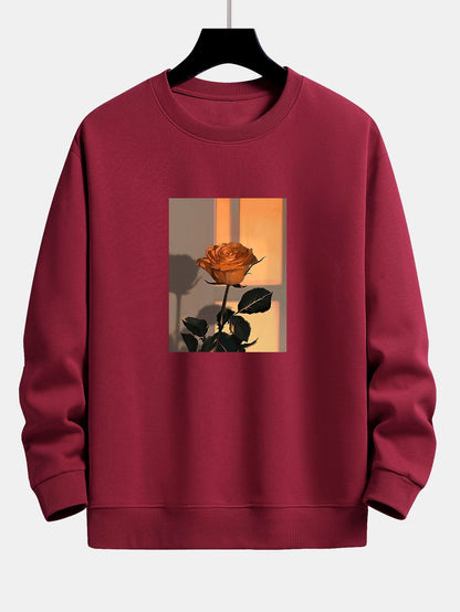 Sunset Rose Print Relax Fit Sweatshirt