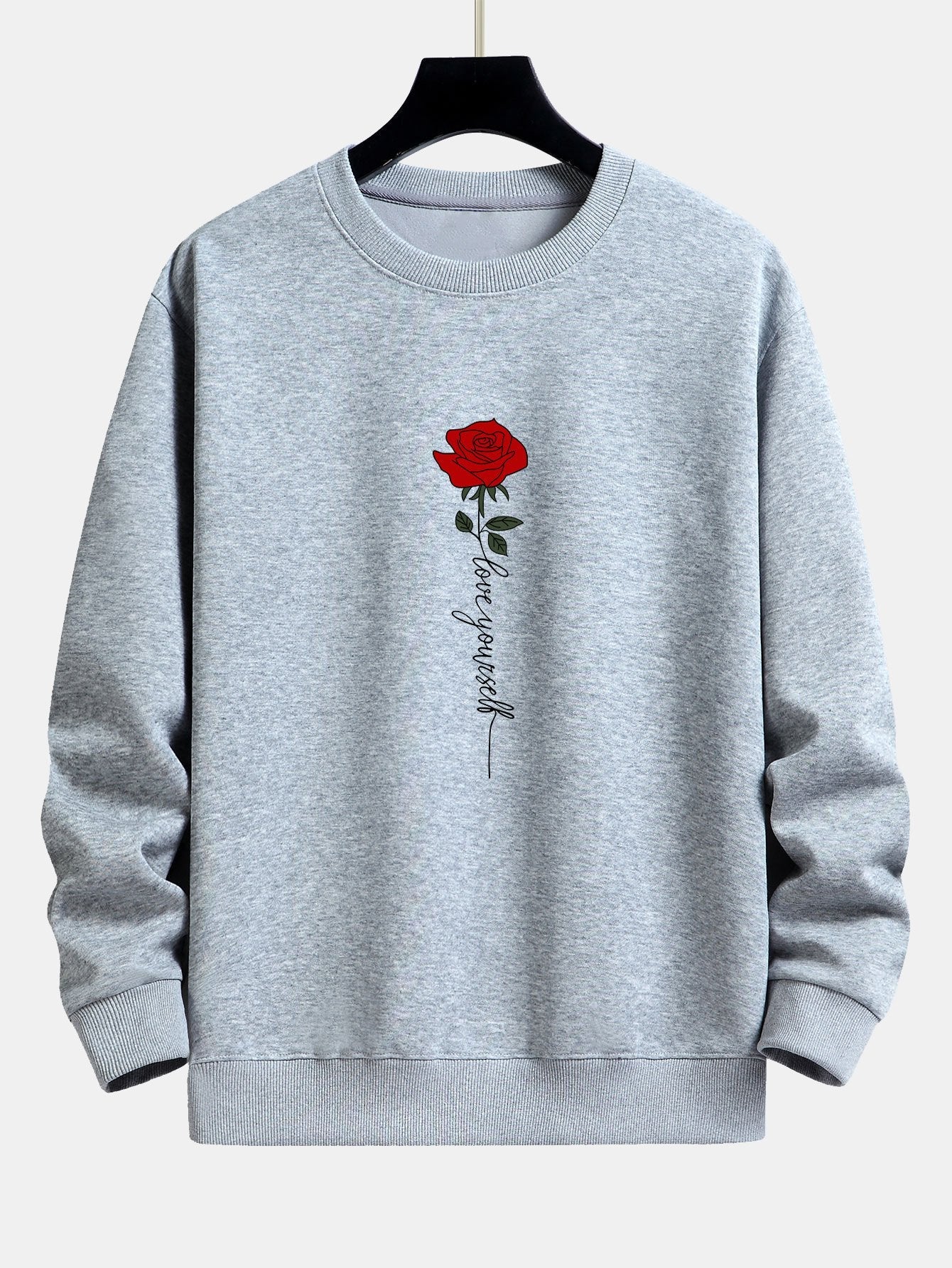 Rose Slogan Print Relax Fit Sweatshirt