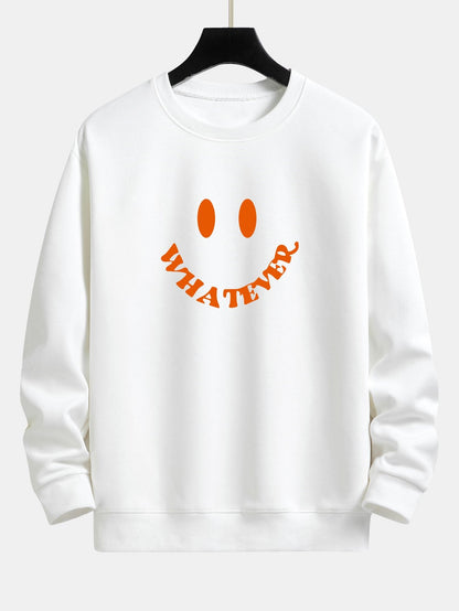 Smiley Face Slogan Print Relax Fit Sweatshirt