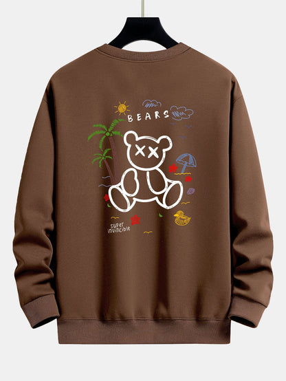 Bear On Vacation Print Relax Fit Sweatshirt