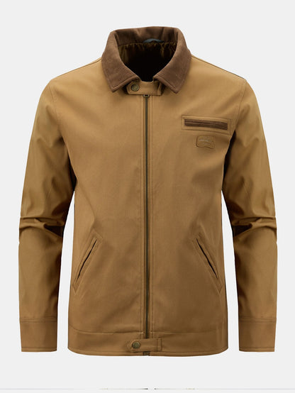 Corduroy Collar Zip Up Jacket