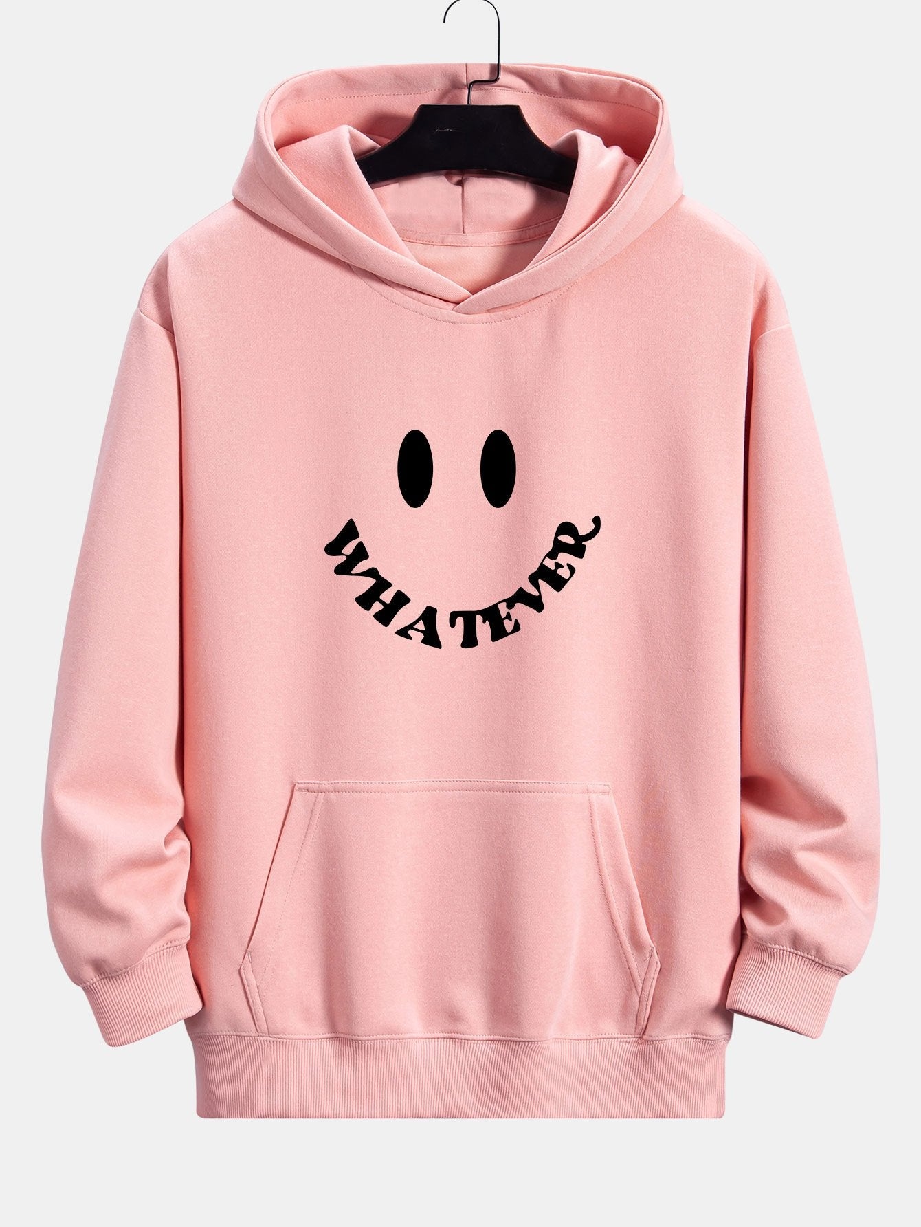 Smiley Face Slogan Print Relax Fit Hoodie