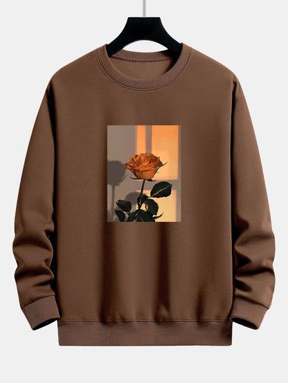 Sunset Rose Print Relax Fit Sweatshirt