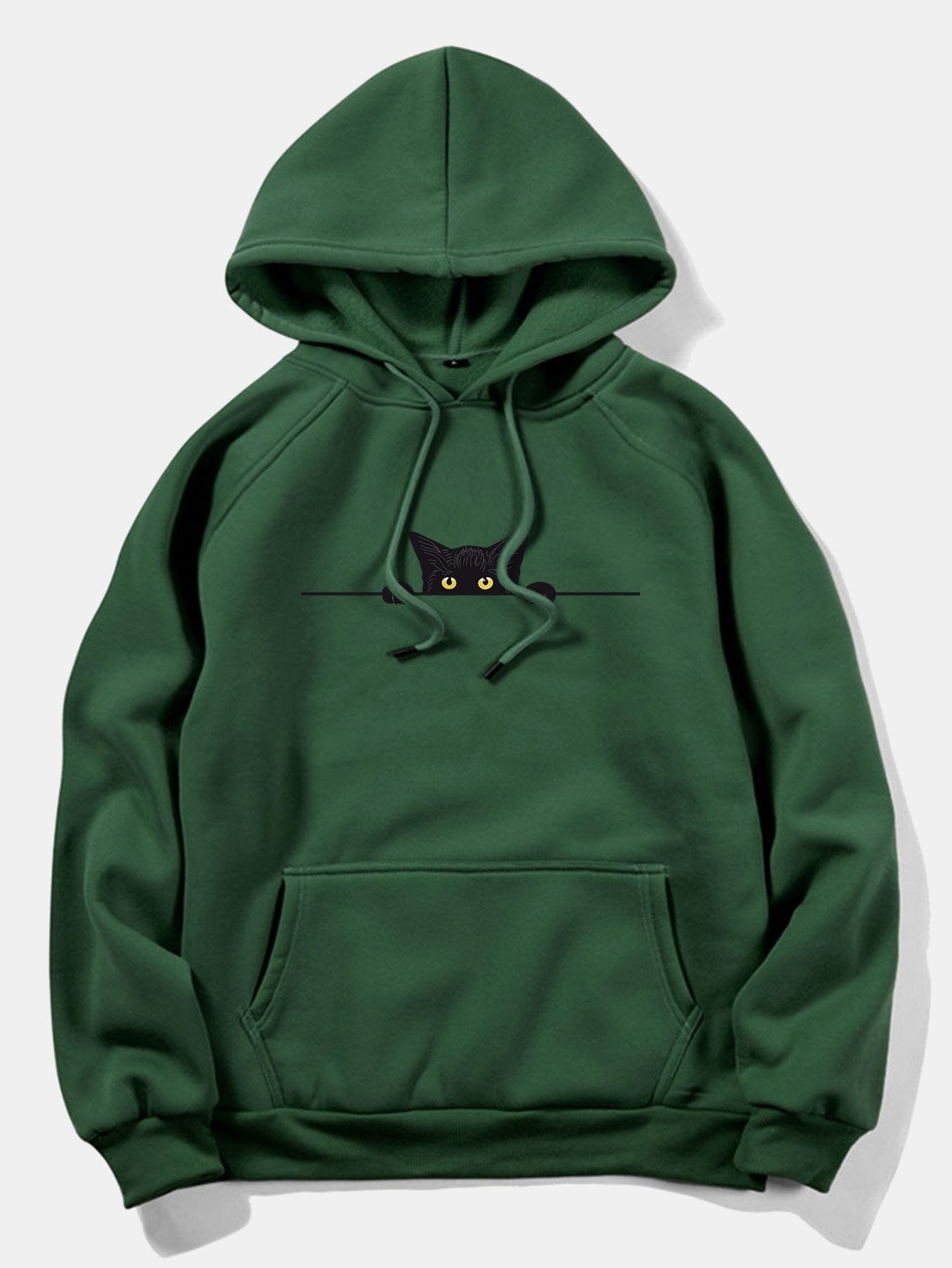 Black Cat Print Hoodie