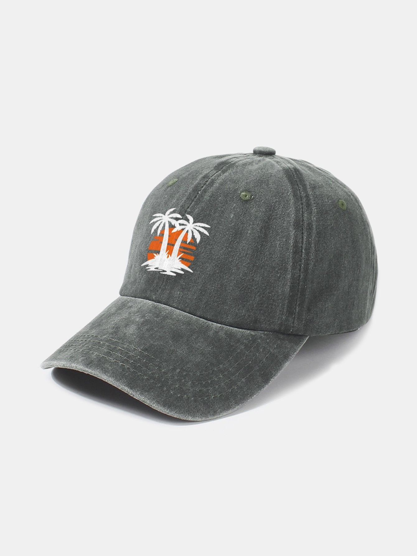 Coconut tree sunset pattern classic retro washed cotton casual baseball cap