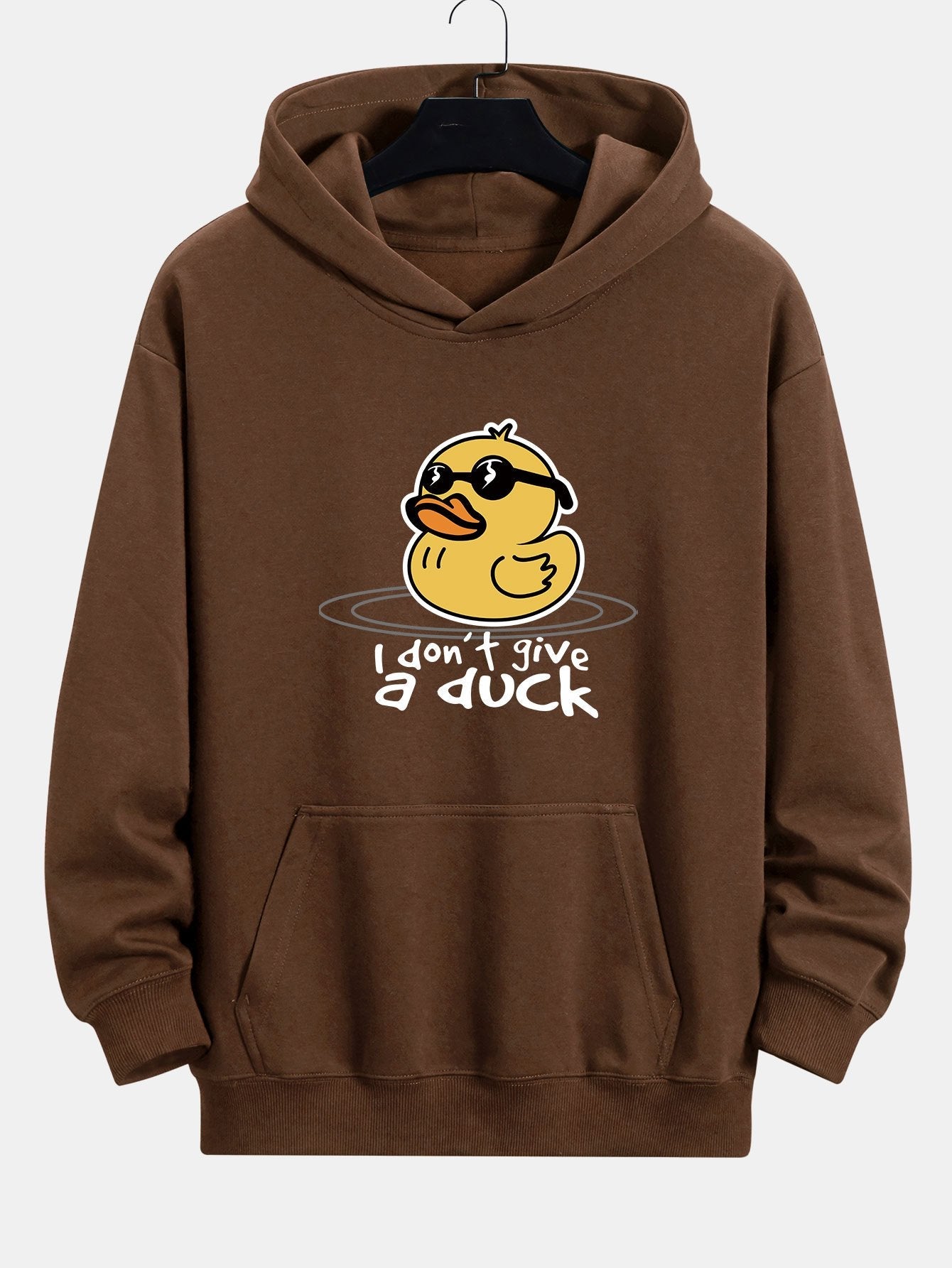 Yellow Duck With Sunglasses Print Relax Fit Hoodie