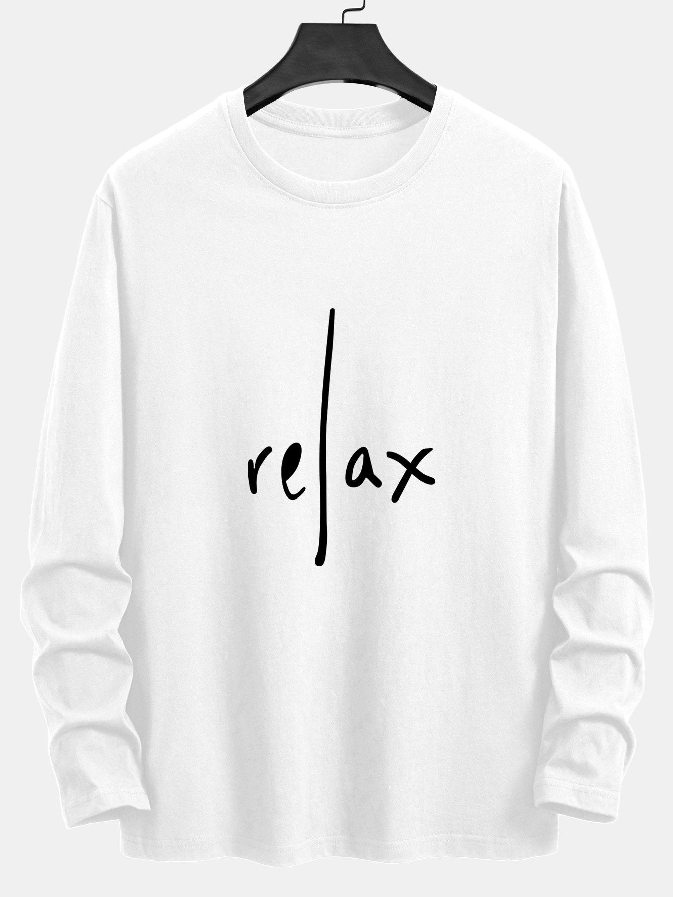 Long Sleeve Relax Slogan Print Cotton T-Shirt