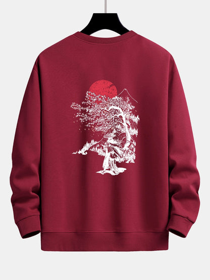 Japanese Samurai Back Print Relax Fit Sweatshirt