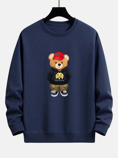 Streetwear  Bear Print Relax Fit Sweatshirt