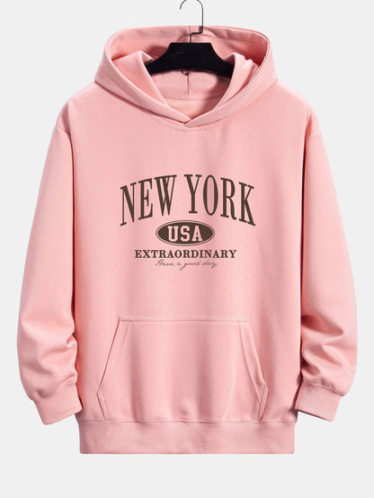 New York Print Relax Fit Hoodie