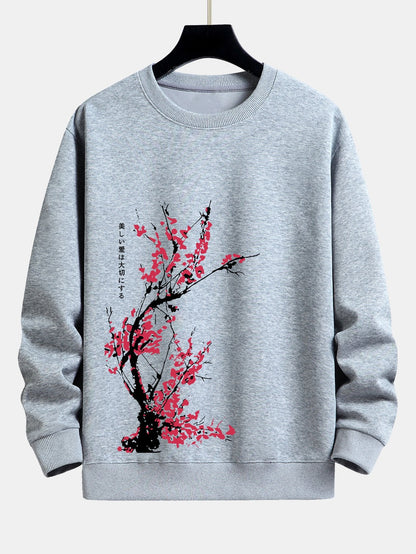 Plum Blossom Slogan Print Relax Fit Sweatshirt