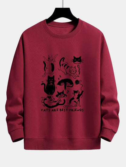 Funny Cat Print Relax Fit Sweatshirt