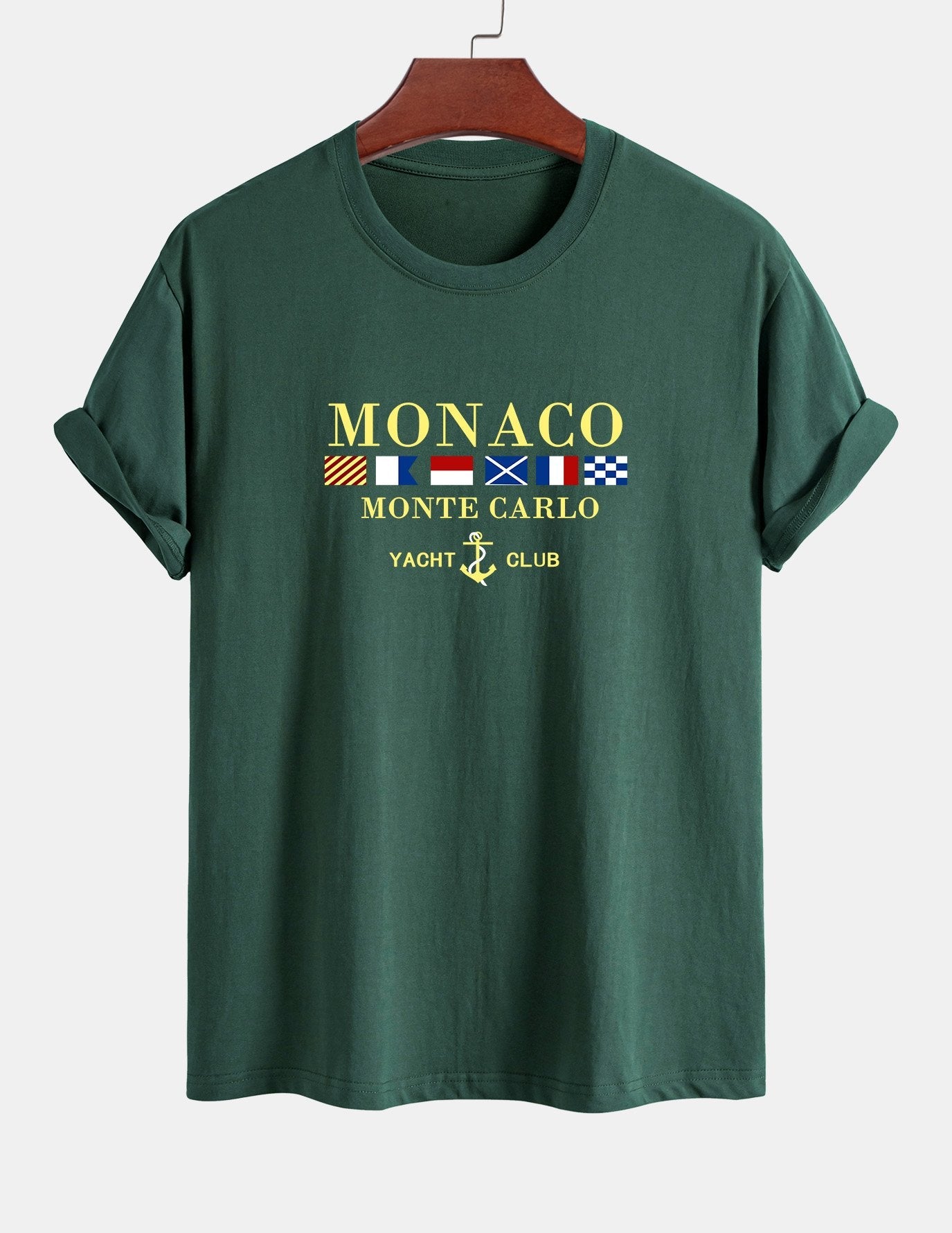 Regular Fit Monaco Slogan Print Cotton T-Shirt