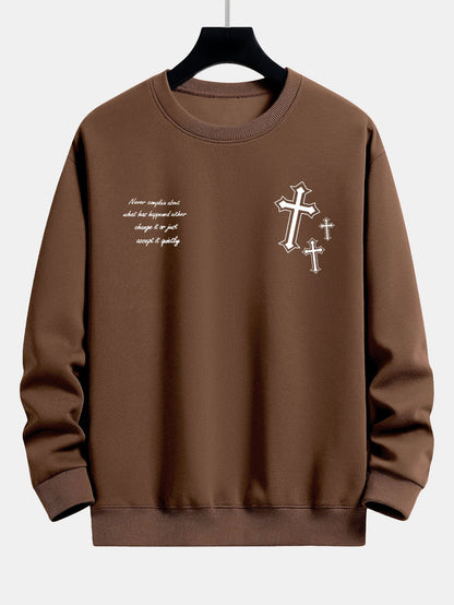 Cross Slogan Print Relax Fit Sweatshirt